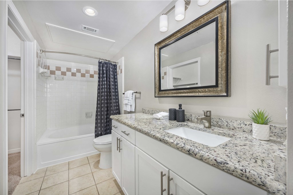 a bathroom with a sink and a shower and a toilet